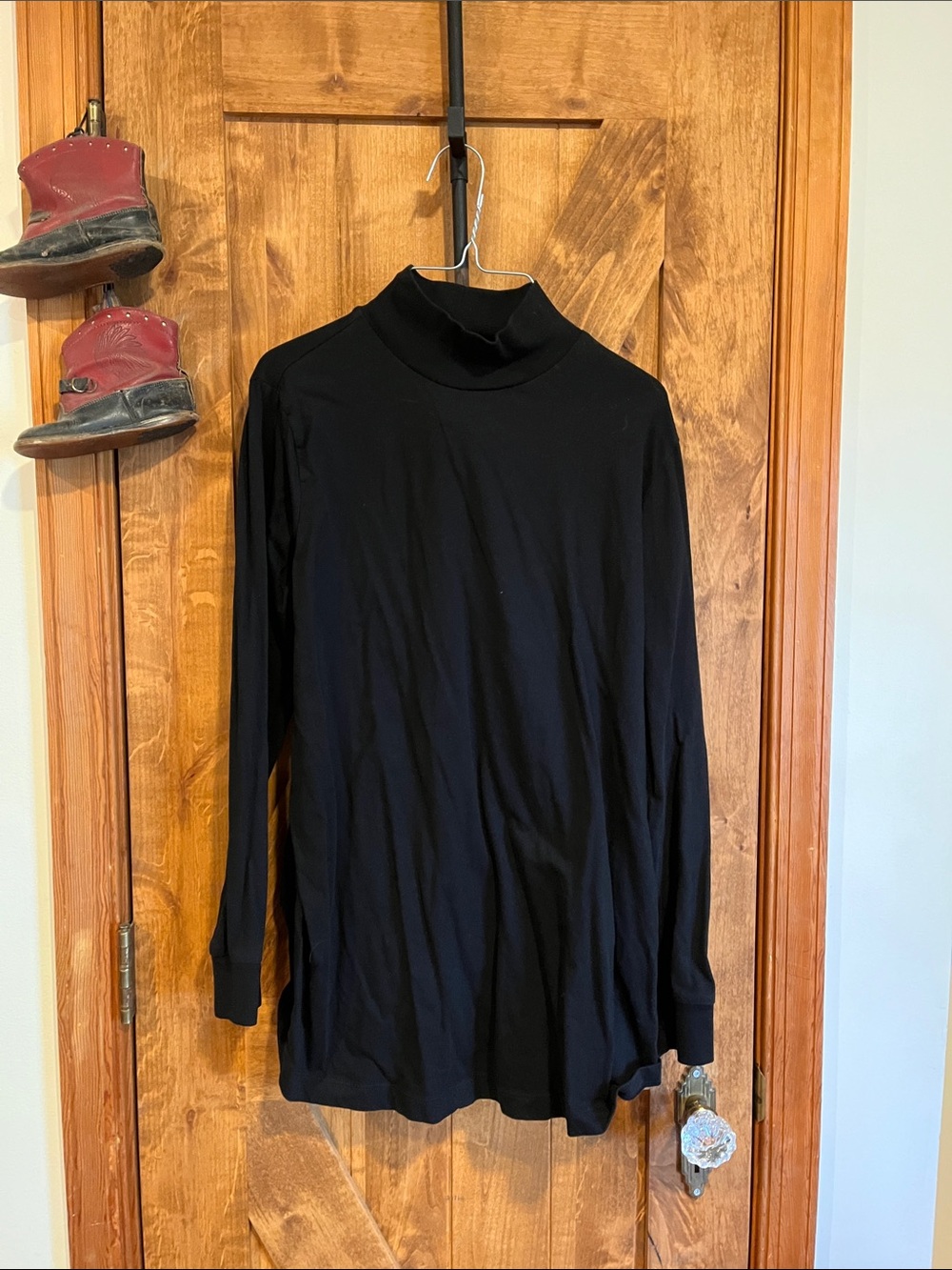 Woman Within Black Long-Sleeve Mock Neck Top